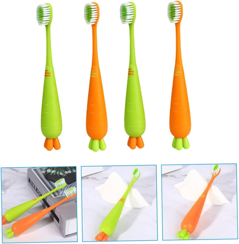 4pcs Boy Girl Toothbrush Adorable Carrot Design Manual Toothbrush for Boy Girl Soft Bristles for Gentle Cleaning for Travel and Home Use for s Oral Care - Image 2