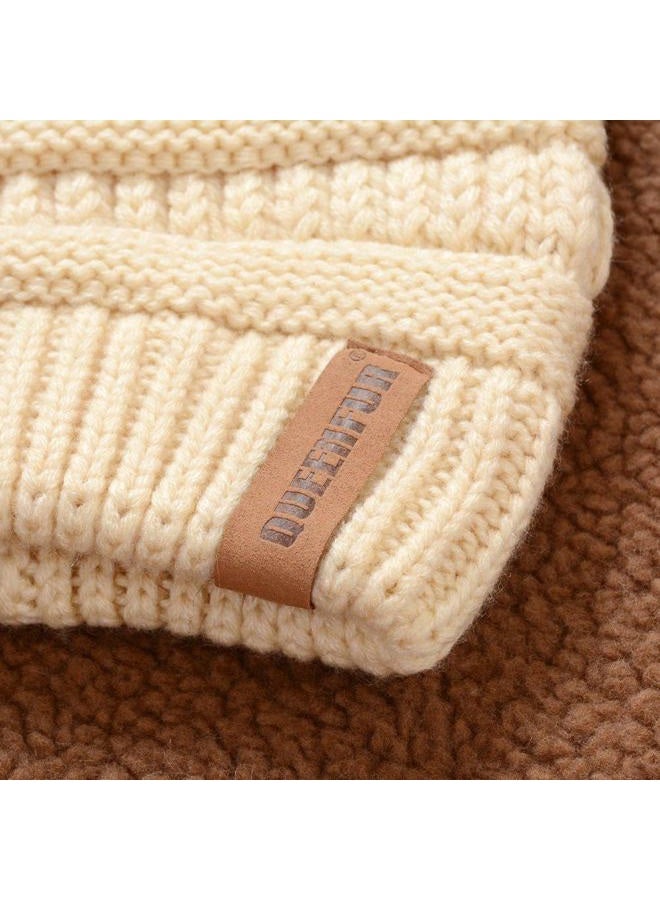 QUEENFUR Women Knit Slouchy Beanie Chunky Baggy Hat with Faux Fur Pompom Winter Soft Warm Ski Cap, B5-dark Olive, L - Image 5