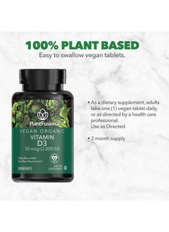 PlantFusion Vegan Vitamin D3 2000Iu Organic Vitamin D3 Sourced From Vitashine Plant Based Lichen Helps Support Immunity And Bone Health 60 Tablets  - Image 3