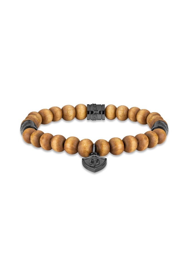POLICE Talisman Gunmetal Brownwood Beaded Bracelet for Men 180mm - Image 2