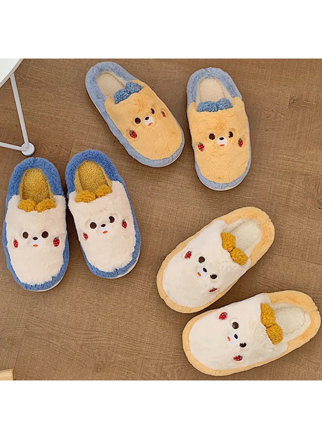 Xixitiao Strawberry Blush Cute Cotton Slippers, Indoor Home Comfortable Non-slip Soft-soled Cotton Slippers For Women, Yellow And Blue, Size 40-41 - Image 1