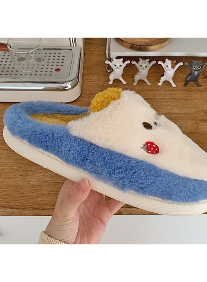 Xixitiao Strawberry Blush Cute Cotton Slippers, Indoor Home Comfortable Non-slip Soft-soled Cotton Slippers For Women, Yellow And Blue, Size 40-41 - Image 3