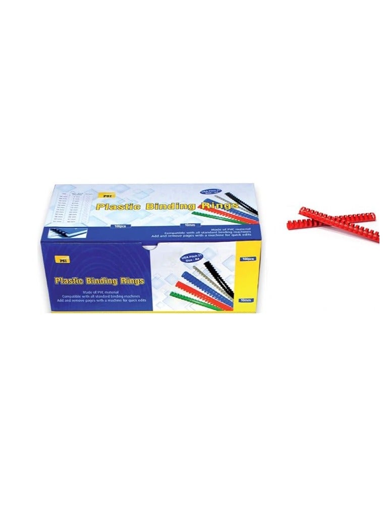Psi Plastic Binding Ring 10mm, Red - Image 1