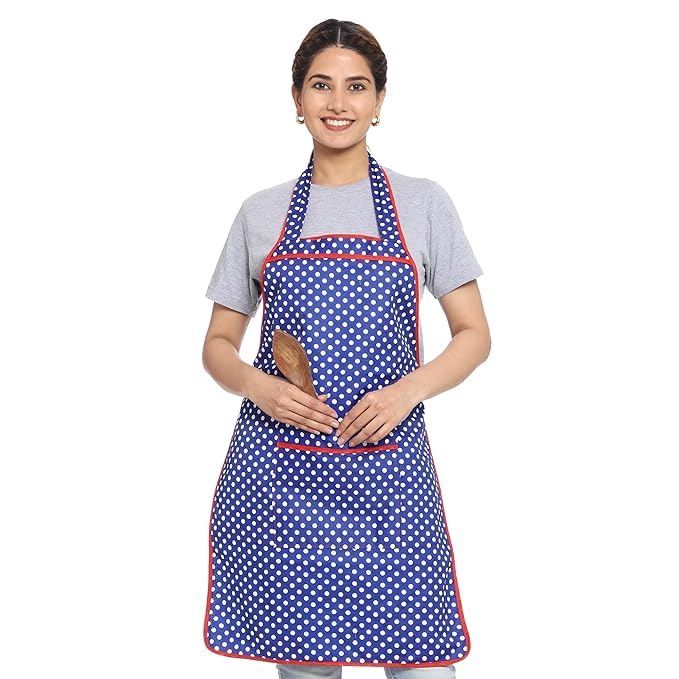 JMi Cotton Waterproof Kitchen Apron for Cooking – Washable Chef Apron for Men & Women | Printed, Polka Dot, Plus Size, Home & Cleaning Apron (Free, MULTI - 1, 2) - Image 4