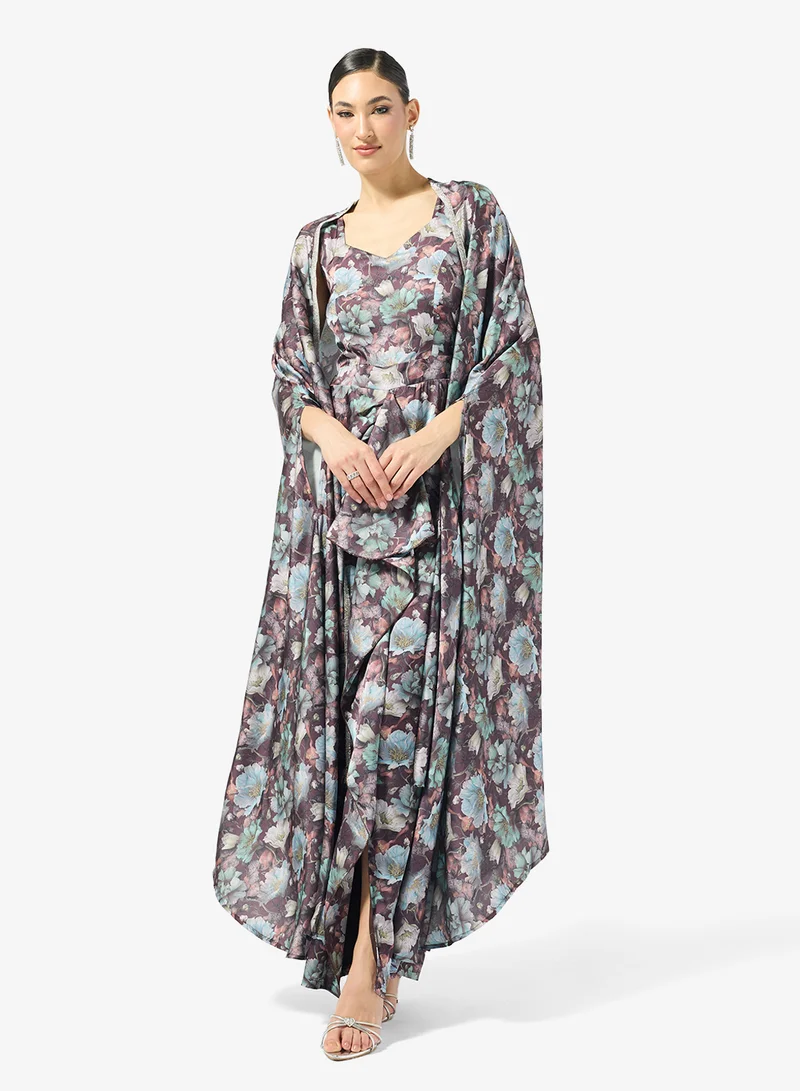 Floral Print 2Pcs Set Dress