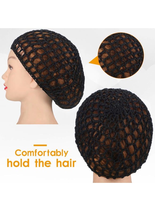 Geyoga 9 Pieces Mesh Crochet Hair Net Rayon Knit Snood Hat Thick Short Women Hairnet Snoods Cover Ornament for Sleeping (Black, Green, Khaki, Rose Red, Light Brown, Pink, Purple, Orange, Navy Blue)  - Image 5
