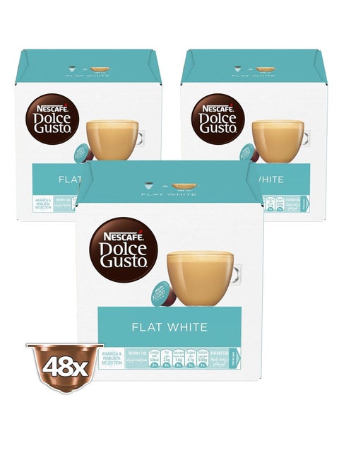 Nescafe Dolce Gusto Flat White Coffee 16 Capsules (Pack of 3)