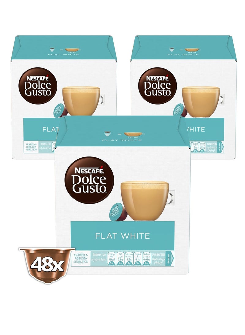 Nescafe Dolce Gusto Flat White Coffee 16 Capsules (Pack of 3)