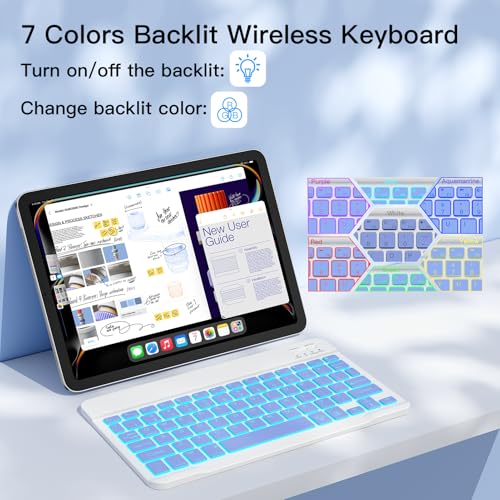 XIWMIX Ultra-Slim Wireless Bluetooth Keyboard-7 Colors Backlit Universal Rechargeable Portable Keyboard for iPad 10th/9th/8th/7th/6th/5th/Pro/Air/Mini,Galaxy Tab More iOS Android Windows Device,Purple - Image 3