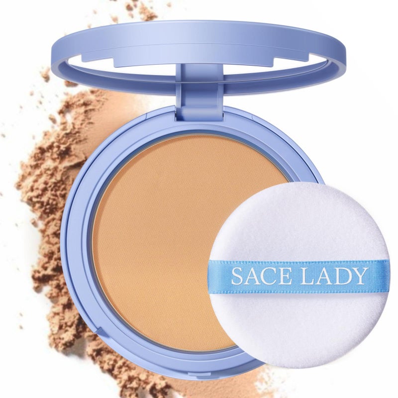SACE LADY Face Powder Waterproof Sets Makeup, Controls Shine, Smooth Fine Lines for Flawless Lightweight Finish, Long Lasting Matte Compact Setting Powder Cosmetics Cruelty-free, 0.35oz (#03) - Image 1