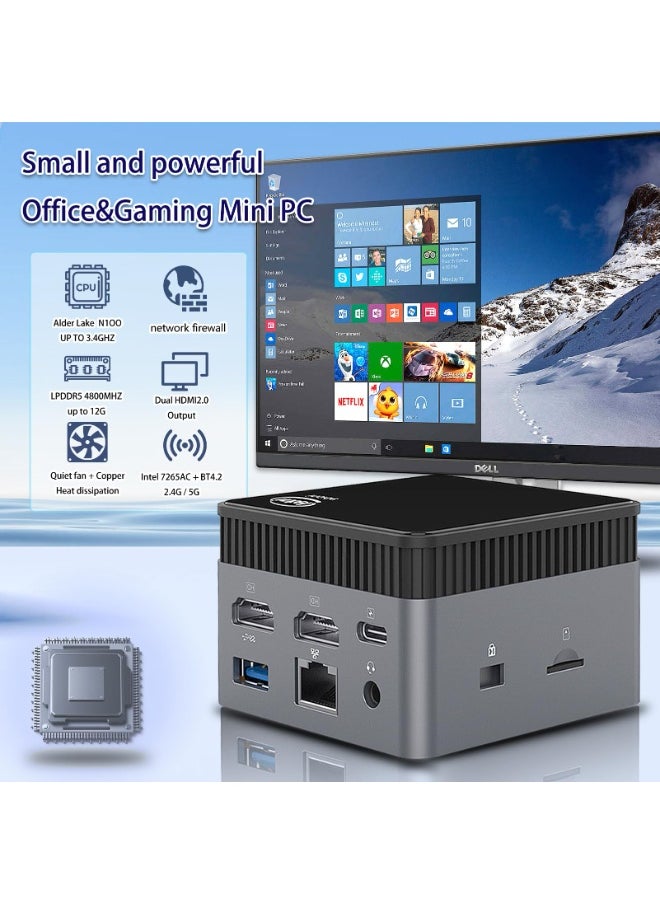 Generic - Mini PC Desktop Computer, Windows 11 Pro, 12GB RAM, 512GB SSD, Intel N100 CPU, Dual 4K Display Support, WiFi 6, Bluetooth 5.2, USB 3.0, Gigabit Ethernet (12G+512G) - Image 1