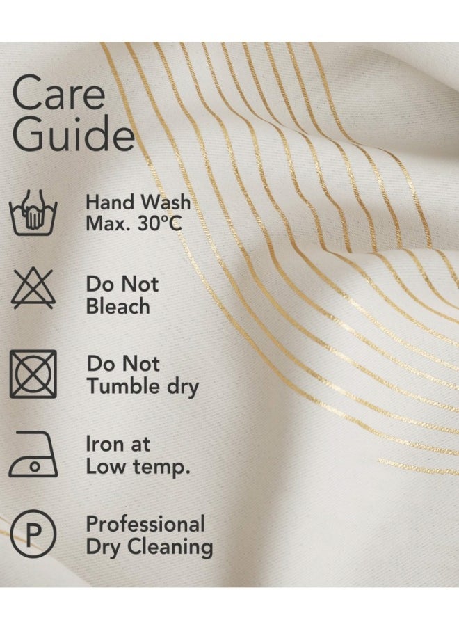 KYD 1 Panel Blackout Curtains, Decorative Silver Thread Foil Blackout Curtains, Thermal Insulated Room Darkening Curtains for Bedroom Living Room 100*250cm Cream  - Image 4
