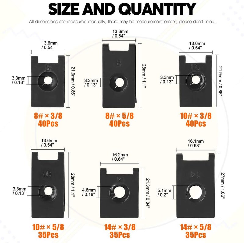 Rustark 225 Pcs U-nut Clip Assortment for Auto Fastening - Image 2