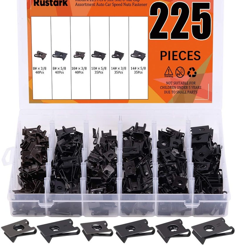 Rustark 225 Pcs U-nut Clip Assortment for Auto Fastening - Image 1