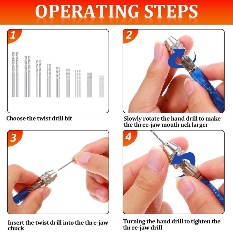 Mudder 27 Pieces Pin Vise Hand Drills Bits Set Semi-automatic Spiral Rotary Tool with 25 Pcs 0.5-3 mm Micro Twist Drill Bits for Resin Polymer Clay Craft DIY Jewelry Electronic Assembling - Image 5