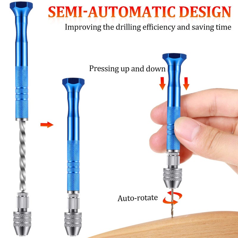 Mudder 27 Pieces Pin Vise Hand Drills Bits Set Semi-automatic Spiral Rotary Tool with 25 Pcs 0.5-3 mm Micro Twist Drill Bits for Resin Polymer Clay Craft DIY Jewelry Electronic Assembling - Image 3