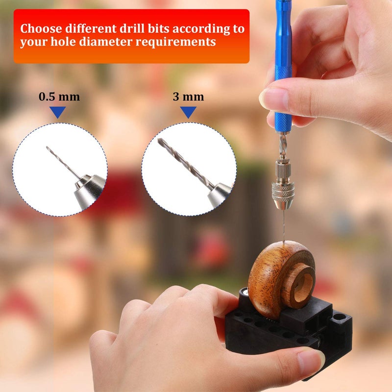 Mudder 27 Pieces Pin Vise Hand Drills Bits Set Semi-automatic Spiral Rotary Tool with 25 Pcs 0.5-3 mm Micro Twist Drill Bits for Resin Polymer Clay Craft DIY Jewelry Electronic Assembling - Image 4