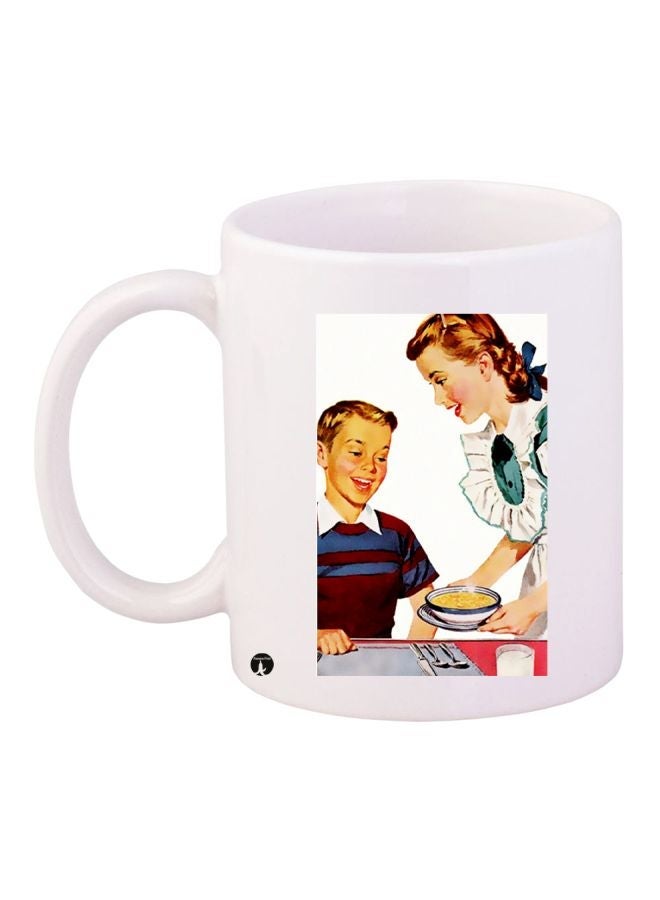 Cartoon Printed Coffee Mug White/Red/Brown 11ounce