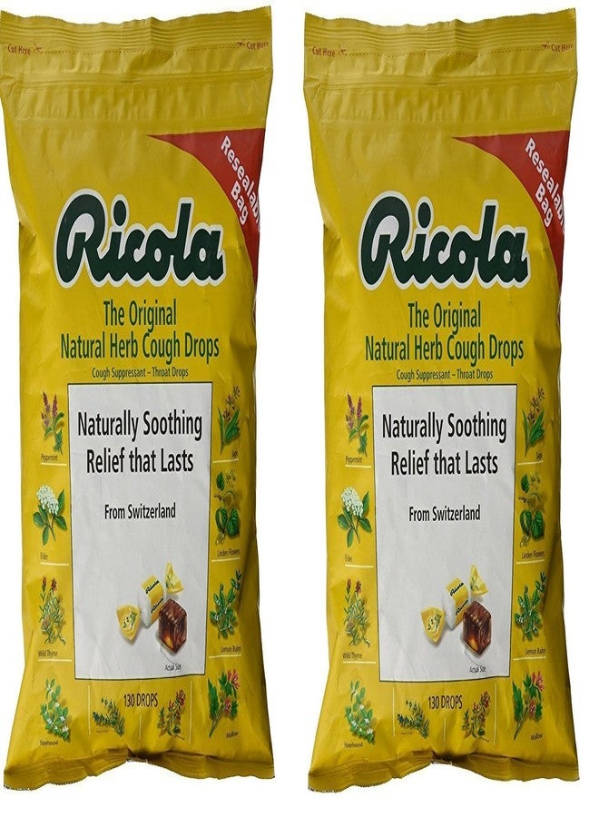 Ricola Original Herb Bag | Cough Suppressant Throat Drops | Naturally Soothing Long-Lasting Relief - 130 Count (Pack of 2)
