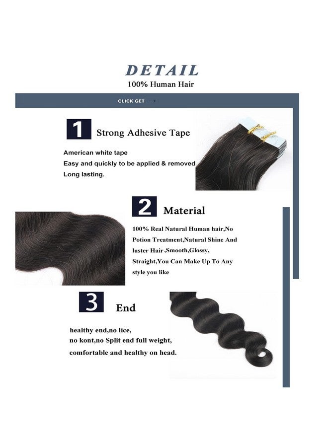 Smartinnov Invisible Hair Extensions Natural Wavy Tape Ins For Black Women Brazilian Human Hair Extensions 20 Inch 20Pcs 50Grams Double Sided Long Body Wave Pu Tape Ins Double Side Skin Weft Real Human Hair - Image 5