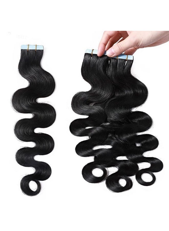Smartinnov Invisible Hair Extensions Natural Wavy Tape Ins For Black Women Brazilian Human Hair Extensions 20 Inch 20Pcs 50Grams Double Sided Long Body Wave Pu Tape Ins Double Side Skin Weft Real Human Hair - Image 3