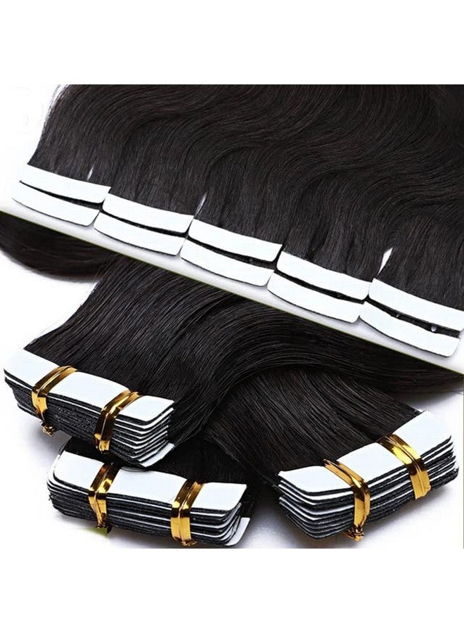 Smartinnov Invisible Hair Extensions Natural Wavy Tape Ins For Black Women Brazilian Human Hair Extensions 20 Inch 20Pcs 50Grams Double Sided Long Body Wave Pu Tape Ins Double Side Skin Weft Real Human Hair - Image 4