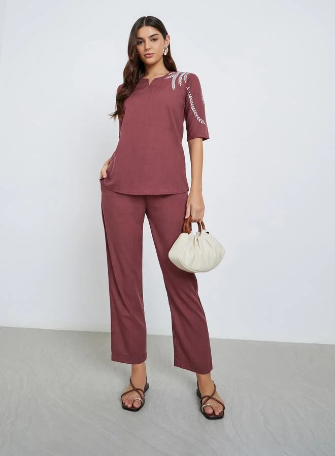 مكسيم كريشن Maxim Creation Women Embroidered Panel Top and Pants Co-Ords