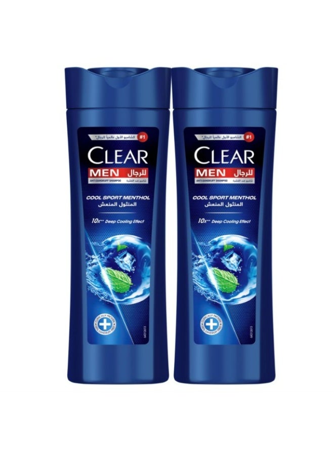 Clear Men Anti-Dandruff Shampoo, Cool Sport menthol gives cooling sensation, 2 x 350ml