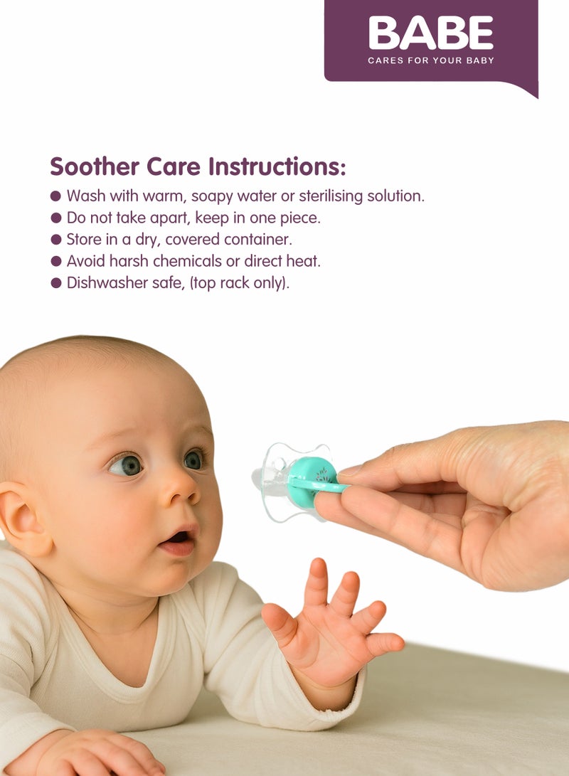 بابي BABE - لهايات أطفال فاخرة، من 0 إلى 6 أشهر، حلمة سيليكون، خالية من مادة BPA، لون أزرق (عبوة من قطعتين) - Image 4