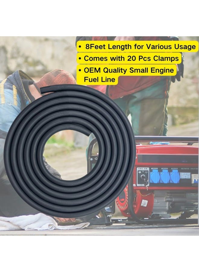 YGQ 2.4M (8 Feet) 5mm (3/16 inch) ID Fuel Line for Honda Kawasaki Kohler Briggs & Stratton Predator Champion Generac Small Engines Mini Bike ATV Generator with 20 Clamps - Image 5