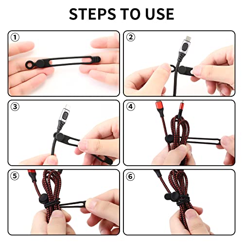 UMUST [20Park]UMUST Silicone Cable Ties, Reusable Cable Management Organizer,Cable Straps,Cord Ties,Multipurpose Elastic Cord Organizer for Bundling and Fastening Cable Cords Wires(white) - Image 2