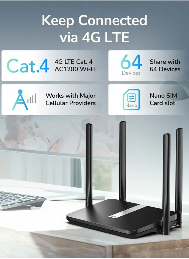 cudy Cudy  - AC1200 Wi-Fi Mesh 4G LTE Cat4 Router LT500  - Image 2