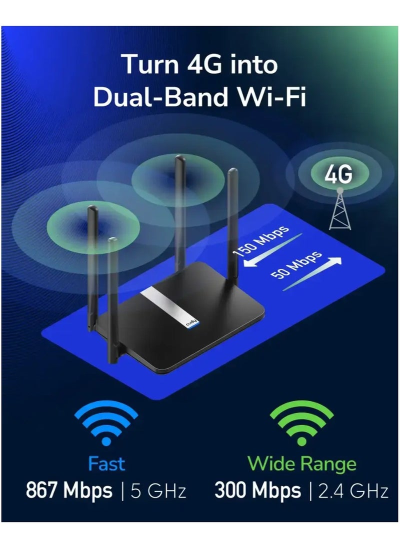 cudy Cudy  - AC1200 Wi-Fi Mesh 4G LTE Cat4 Router LT500  - Image 4