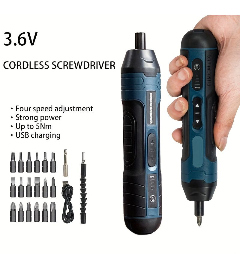 2 Piece Torque Adjustable Straight Handle 3.6V Electric Screwdriver With Lithium Battery Small Multi Functional Disassembly Tool - Image 1