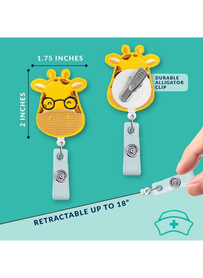 Nurseology - Giraffe Badge Clips Retractable Nurse Badge Reel Felt Nurse Badge Reels Retractable Cute Id Badge Clip Cute Badge Reel For Nurses Nurse Badge Holders For Women And Men - Image 1