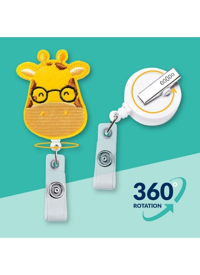 Nurseology - Giraffe Badge Clips Retractable Nurse Badge Reel Felt Nurse Badge Reels Retractable Cute Id Badge Clip Cute Badge Reel For Nurses Nurse Badge Holders For Women And Men - Image 1