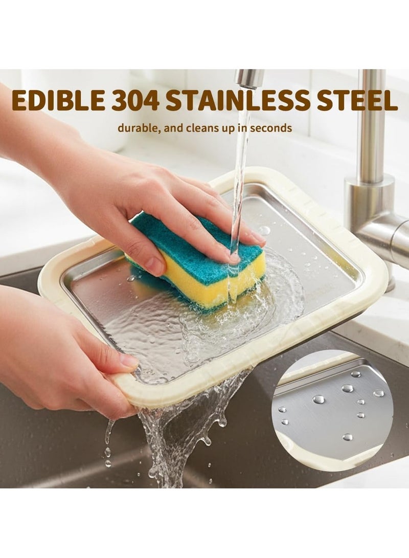 general Home-Use Soft-Serve Ice Cream Machine Portable Soft-Serve Ice Cream Kit Food-Grade Stainless Steel Ice Cream Tray Includes Two Spatulas Simple DIY Ice Cream Kit for Home Kitchens - Image 5