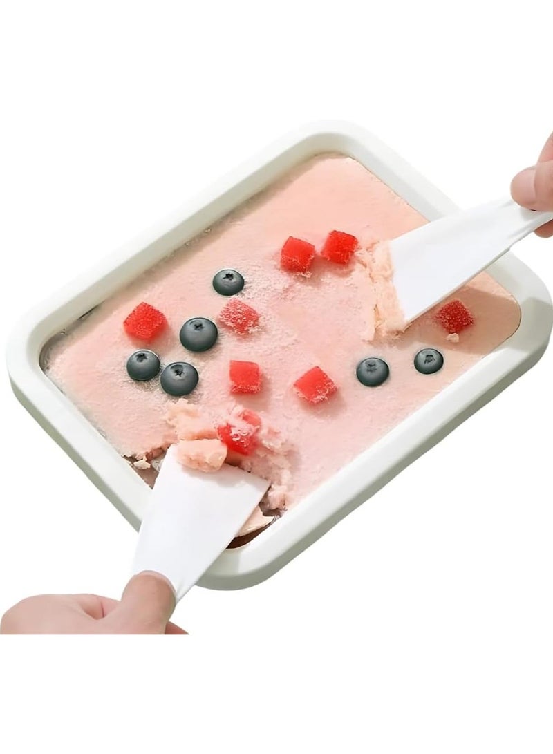 general Home-Use Soft-Serve Ice Cream Machine Portable Soft-Serve Ice Cream Kit Food-Grade Stainless Steel Ice Cream Tray Includes Two Spatulas Simple DIY Ice Cream Kit for Home Kitchens - Image 1