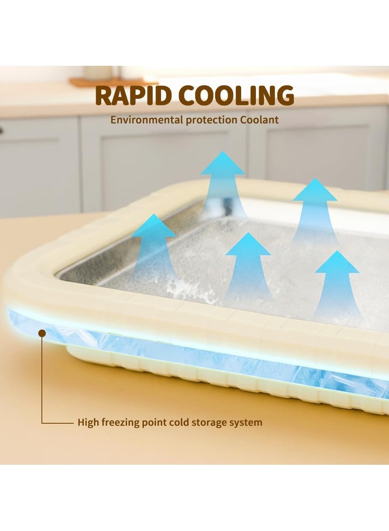 general Home-Use Soft-Serve Ice Cream Machine Portable Soft-Serve Ice Cream Kit Food-Grade Stainless Steel Ice Cream Tray Includes Two Spatulas Simple DIY Ice Cream Kit for Home Kitchens - Image 4