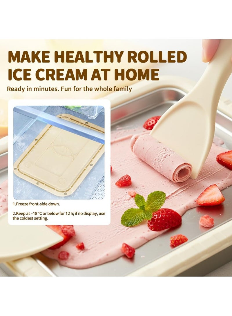 general Home-Use Soft-Serve Ice Cream Machine Portable Soft-Serve Ice Cream Kit Food-Grade Stainless Steel Ice Cream Tray Includes Two Spatulas Simple DIY Ice Cream Kit for Home Kitchens - Image 3