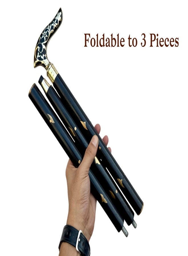 Treasure Lords Vintage Brass Handle Wooden Walking Cane for Men and Women, Elegant Victorian Style Walking Stick with Comfortable Grip, Durable Wooden Cane for Daily Use, Formal Wear, Costumes, Gifts, and Collectors - Image 3