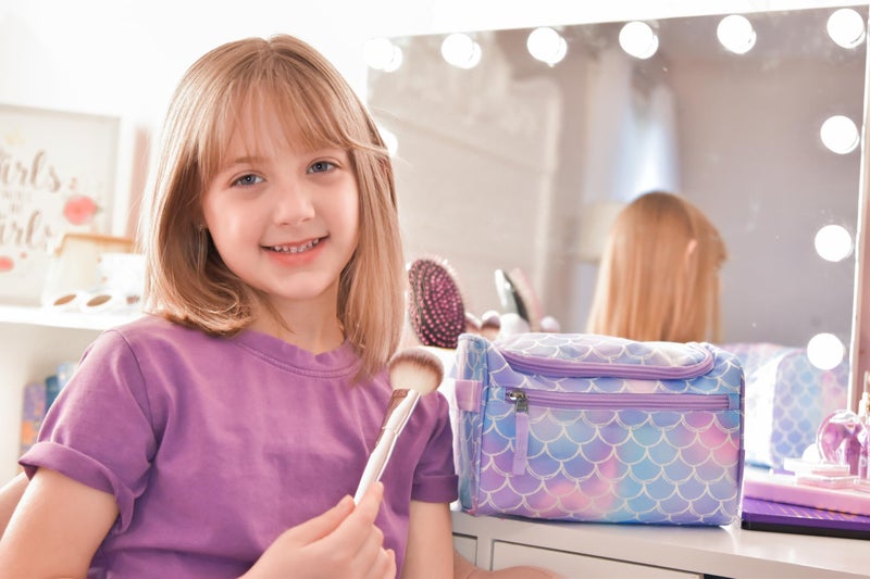 Choco Mocha Kids Toiletry Bag For Girls, Travel Waterproof Hanging Toiletry Bag For Girls, Tie Dye, Colorful - Image 2