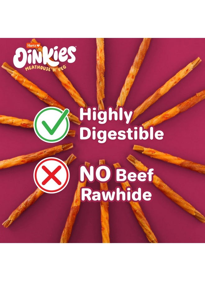 هارتز أطعمة الكلاب من Oinkies Meathouse'N'Veg Tender Ribs بنكهة الدجاج والبط والخضروات وزبدة الفول السوداني، سهلة الهضم وخالية من الجلود الخام، 22 قطعة  - Image 5