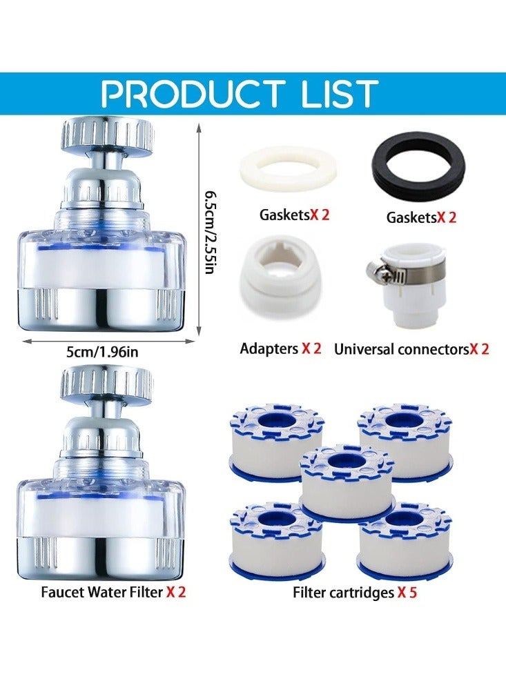 TAYYIB NOOR Faucet Water Filter Sink Water Filter Faucet, 360 ° Rotating Kitchen Faucet Water Purifier, Bathroom Faucet Filter-Removes Chlorine Fluoride Heavy Metals Hard Water, 5 Filter Cartridges - Image 2