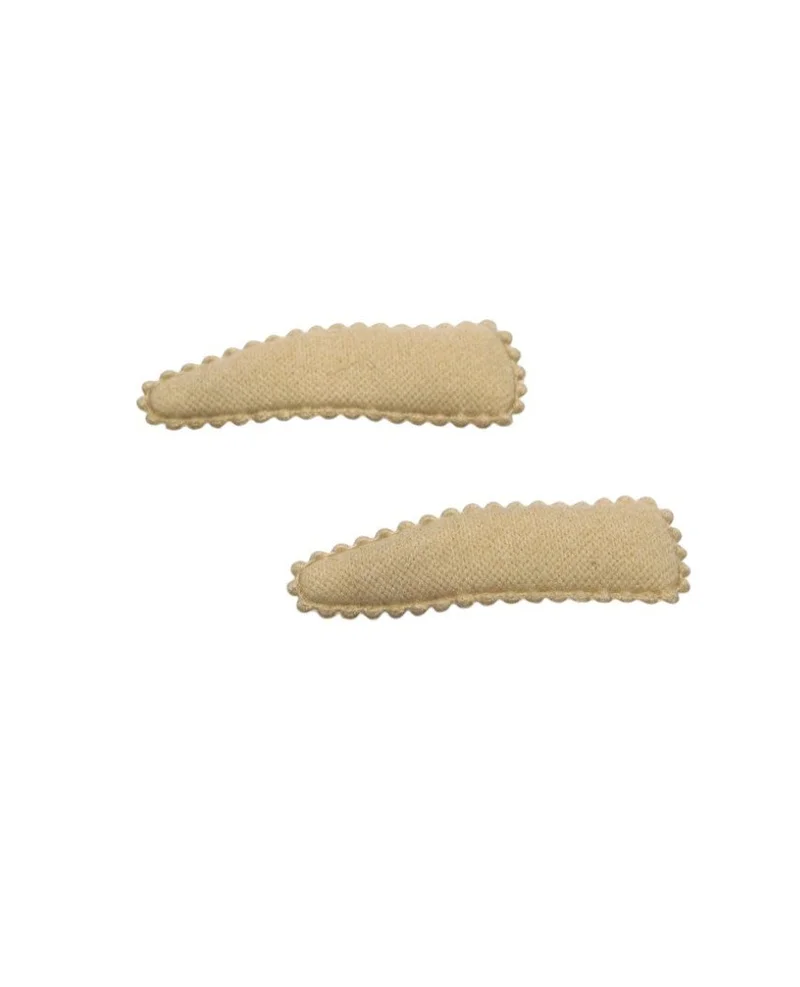 D'Daniela Sara Ribbon Bow Clip Set with Ponytail For Babies and Girls - Cream