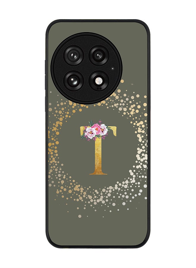 Stylizedd غطاء لهاتف OnePlus 13 5G، حماية كاميرا نحيفة، غطاء هاتف مضاد للصدمات - تصميم مخصص مزخرف بالأزهار - T (أخضر زيتوني)  - Image 1