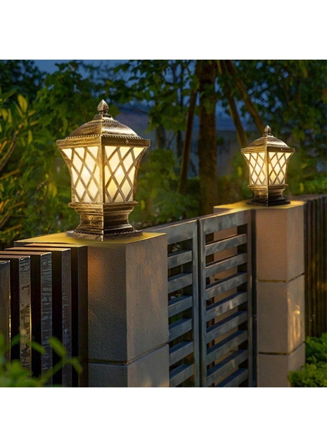 kinis Golden Antique Aluminium Casting Classic Lamp/Gate Light/Outdoor Lamp/Outdoor Light/Pillar Light at Entrance Outdoor Home, Restaurant, Office, etc. (Pack of 2, Without Bulb) - Image 1
