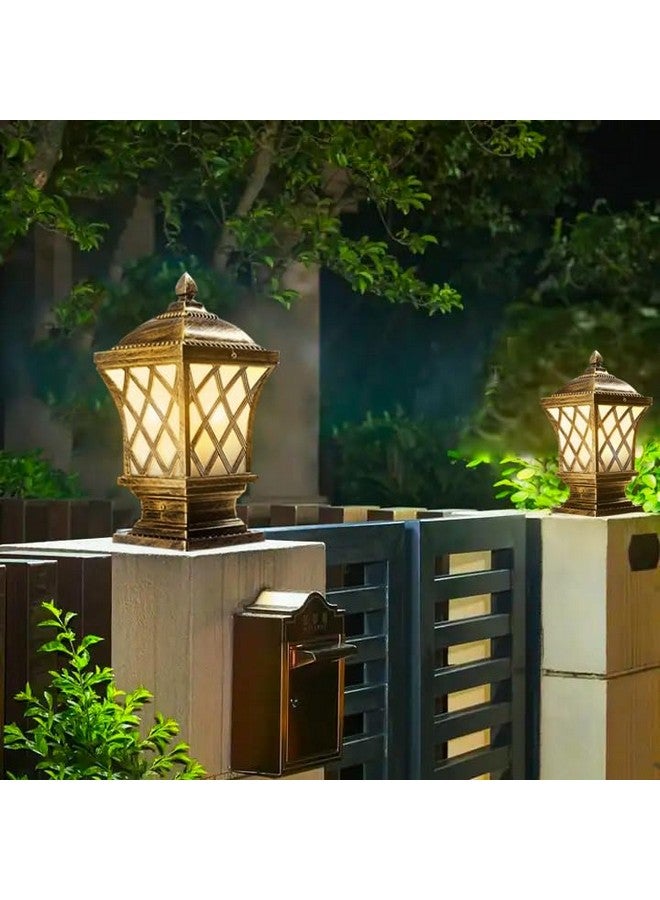 kinis Golden Antique Aluminium Casting Classic Lamp/Gate Light/Outdoor Lamp/Outdoor Light/Pillar Light at Entrance Outdoor Home, Restaurant, Office, etc. (Pack of 2, Without Bulb) - Image 3