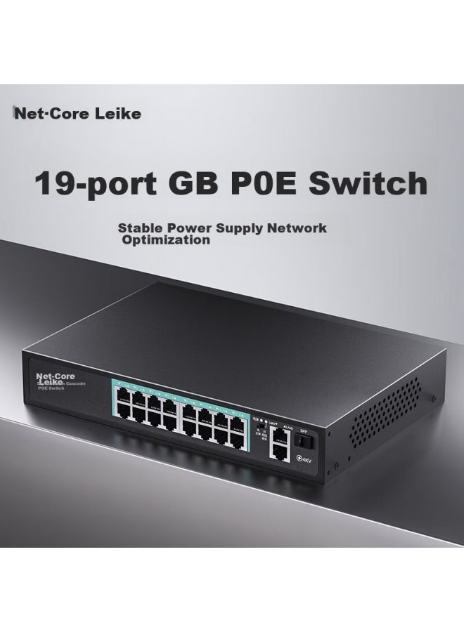 Netcore Sg18p 16-port 100mbps Poe Switch With 2 Gigabit Uplink Ports + 1 Sfp Optical Port, Unmanaged Surveillance Network Splitter, Enterprise-grade Switch - Image 1