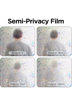 SYOSI فيلم خصوصية للنافذة، نوافذ زخرفية ملونة ثلاثية الأبعاد مخفية للأشعة فوق البنفسجية غير لاصقة من الزجاج الملون الكهروستاتيكي ملصقات نافذة التصاق ثابت تصميم الحصى DIY ديكور منزلي قابل للقص (45 × 200 سم)  - Image 5